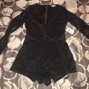Laced long sleeve romper